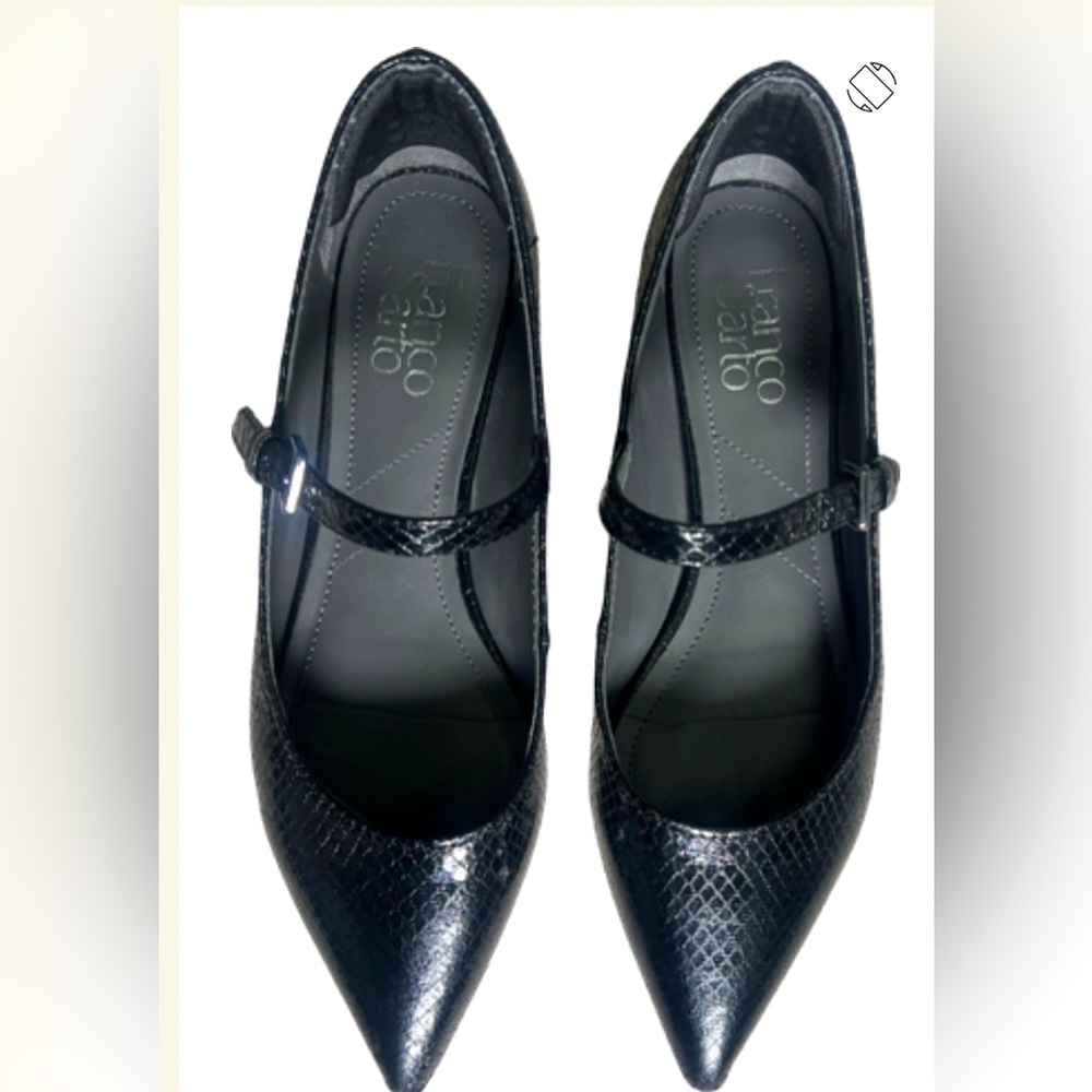 Franco Sarto Black Textured Flats with Strap